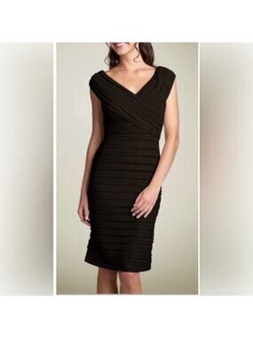 Tadashi Shoji Sleeveless Tiered Black Sheath Dress Women's Size Small